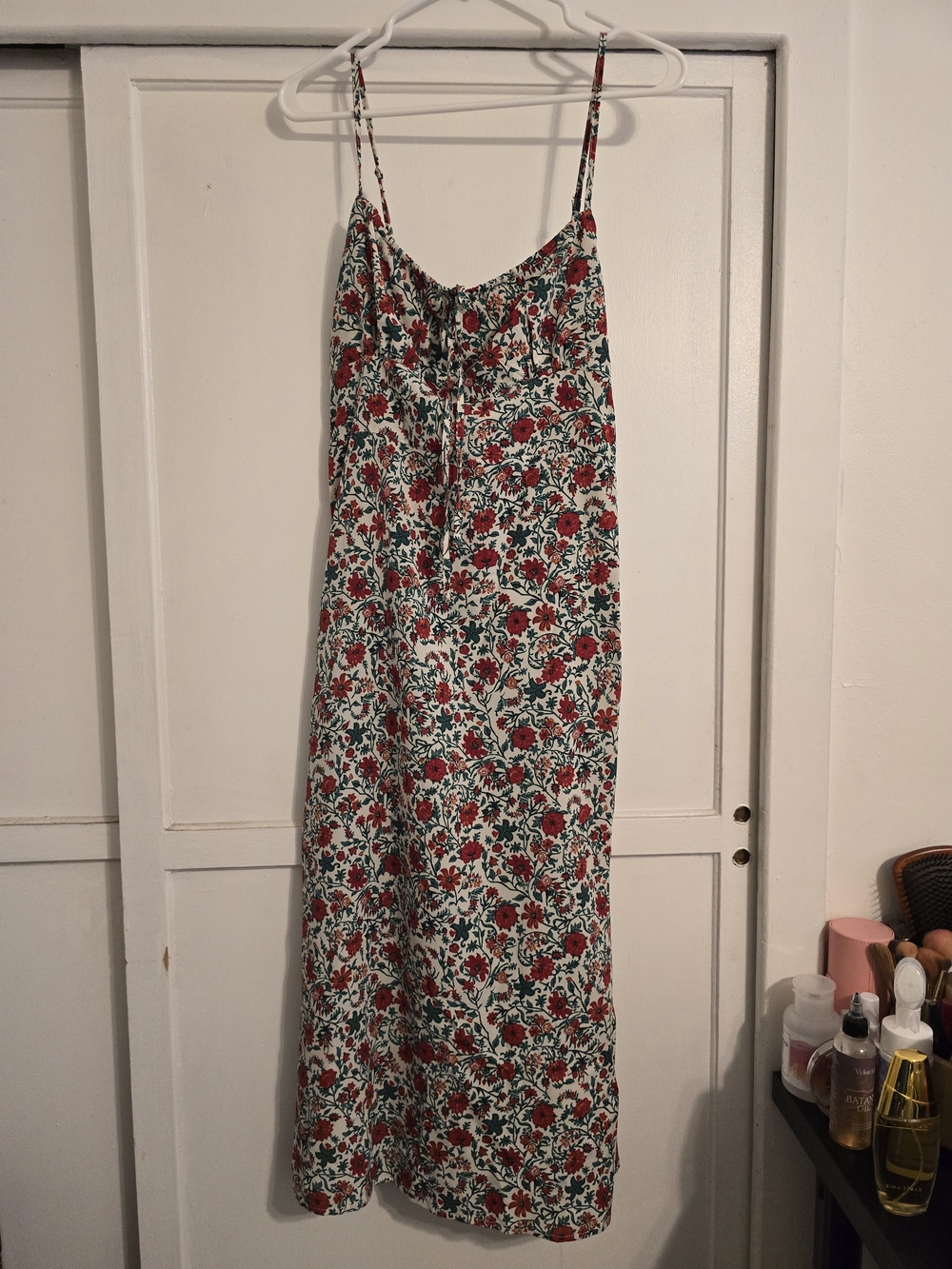 Amazon Floral Maxi Dress in White, Red, Green